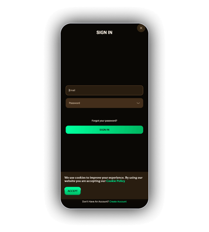 The AmunBet sign in area with the account fields ready